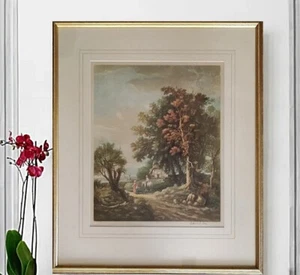 English Landscape Signed Framed-ORIGINAL MEZZOTINT - Picture 1 of 10