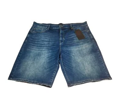 Pantalones Cortos Bermudas Denim Para Hombre Talla 42 Frente Plano Elegante Azul (42) Foto 1 de 4