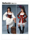 B6114 Butterick Sewing Pattern Misses' Pirate Wench Costume Jacket Dresses Vest