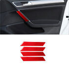 4Pcs Rot Carbon Tür Armlehne Panel Abdeckung Trim Für VW Golf VII 14-19
