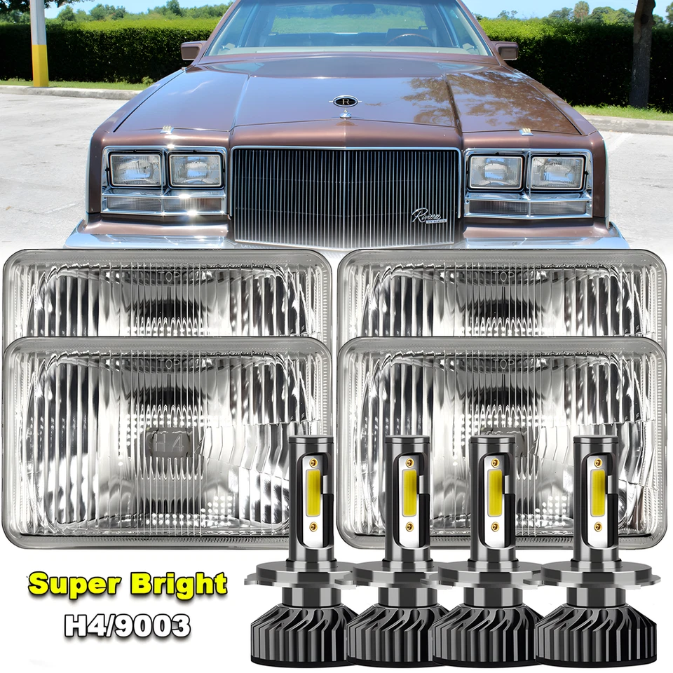 Faros LED 4x6 pulgadas haz alto/bajo DOT DRL para Buick Riviera 1975-1985 4 un. Foto 1 de 4