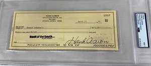 Hank Aaron Autograph Signed Check Braves HOF PSA 7 Nr Mt - Picture 1 of 2