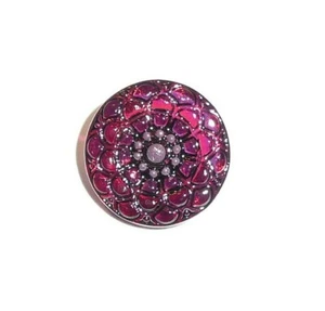 Czech Glass Mandala Dark Raspberry Shank Button 18mm Pink, Purple, Red - Picture 1 of 7