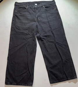Y2K 90s H&M Baggy Wide Leg Loose Fit Low Waist Ankle Denim Jeans 16 Button Fly - Picture 1 of 9