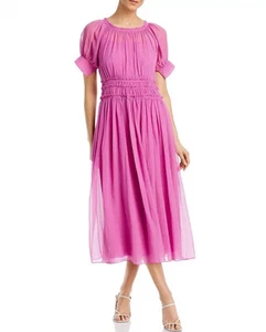 $495 Rebecca Taylor Women Orchid Pink Cotton & Silk Gauze Dress Size 8 - Picture 1 of 17