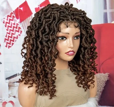 Pelucas trenzadas de encaje completo para mujer - Bob rizado sin nudos, doble encaje, afro... Foto 1 de 4