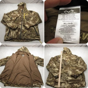 Realtree Jacket Mens XL Green Camo Hooded Water Resistant Full Zip Hunting - Picture 1 of 13