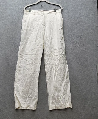 Pantalones de mujer Isaac Mizrahi 10 blancos (forro) algodón lino 32" entrepierna Foto 1 de 4