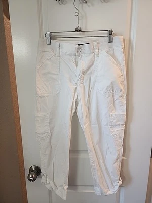 Lee Relaxed Fit Mid Rise White Women's Capris Size 6 Medium Capri Cargo Cotton - Image 1 of 4