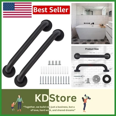 Pacote com 2 barras de apoio para banheiro, 16 polegadas de comprimento preto chuveiro segurança HandicapOpe... - Imagem 1 de 4