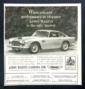 1960 Aston Martin DB4 Coupe photo "Add Performance to Elegance" promo print ad - Picture 1 of 1