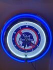 PBR Pabst Blue Ribbon Beer Bar Man Cave BLUE Neon Advertising Wall Clock Sign