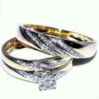14K Yellow Gold Plated 2Ct Round Cut Lab Created Diamond Wedding Trio Ring Set