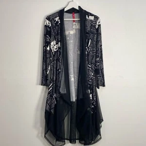 IC by Connie Medium Jacket Newspaper Print Mesh Contrast Pockets Retail $198 - Picture 1 of 11
