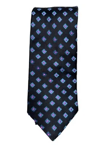 Ted Baker London 100% Silk Black Tie With Purple & Blue Geometric Pattern - Picture 1 of 5