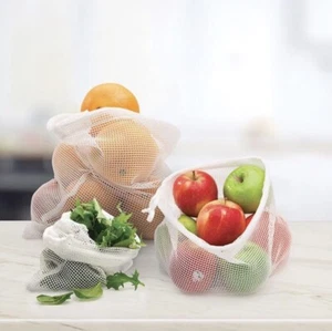 Reusable Fruit & Vegetable Produce Mesh Bags 3 Pack - Picture 1 of 6