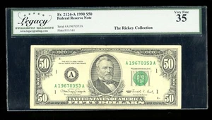DBR 1990 $50 FRN Boston Fr. 2124-A Legacy 35 Serial A19670353A - Picture 1 of 2