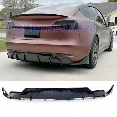 PARA 2017-2023 TESLA MODELO 3 PERFORMANCE PARACHOQUES TRASERO DIFUSOR EXTENSIÓN NEGRO 3PS Foto 1 de 4