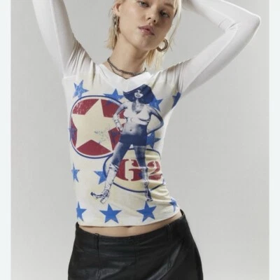 Silence Noise Graphic Tee Cowgirl Size Small Petite White Long Sleeve Retro - Image 1 of 4