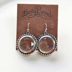 Lucky Brand Glass Round drop Earrings Gift Vintage Women Party Holiday Jewelry - Picture 1 of 4