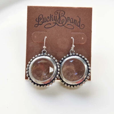 Lucky Brand Glass Round drop Earrings Gift Vintage Women Party Holiday Jewelry - Image 1 of 4