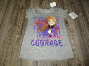 NWT Girls Sz 6 Disney Frozen II Gray Princess Anna Courage Short Sleeve T-Shirt - Picture 1 of 7