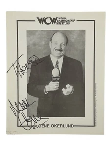 "Foto firmada por Mean Gene Okerlund WCW WWE 8,5 x 11"" campeón mundial Westling" - Imagen 1 de 2
