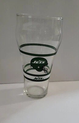 Barra Coca-Cola vintage de los NEW YORK JETS 12 oz. Vaso de vidrio de fútbol americano NFL Foto 1 de 4