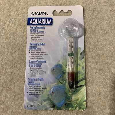 Marina Aquarium Floating Thermometer Suction Cup Fresh Saltwater Use Hagen 11201 - Image 1 of 4