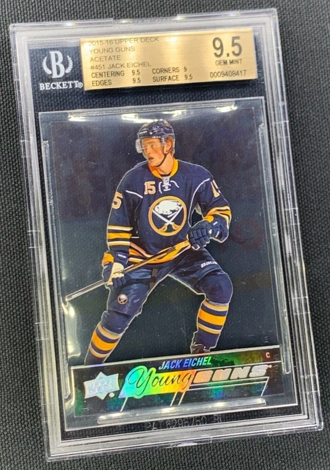 2015 Upper Deck Series 2 Jack Eichel YOUNG GUNS ACETATE ROOKIE RC BGS 9.5 - Image 1 of 4