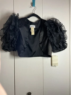 Винтажный 80-х черный Болеро куртка с оборками пуфи рукава диско оригинальные ярлыки - Изображение 1 из 4