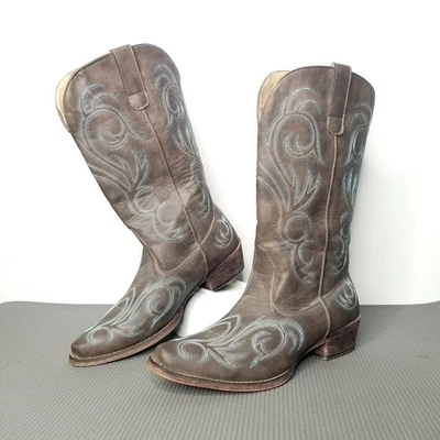 Botas occidentales altas Roper Riley punta corta para mujer talla 11 marrón 09-021-1566-2025 Foto 1 de 4