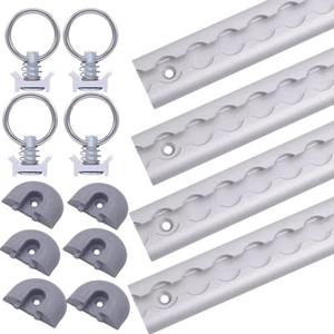 Juego de rieles de amarre de aluminio semicirculares con ojales de amarre y tapas finales - Imagen 1 de 24