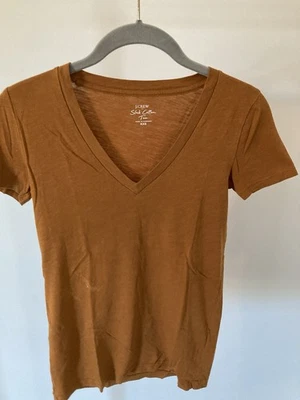 J. Crew - Womens XXS Burnt Orange Slub Cotton Tee (Discolor marks on front) - Image 1 of 4