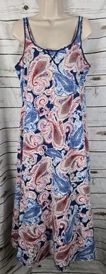 Chaps Paisley Knit Midi Dress XL Midi Sleeveless Fit & Flare 100% Cotton - Image 1 of 4