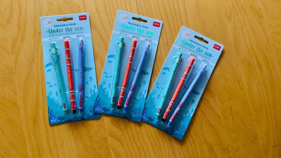 “Under The Sea"ASST 0.7mm Erasable Gel Pen, LIMITED EDITION ( 3 PENS ) XMAS GIFT