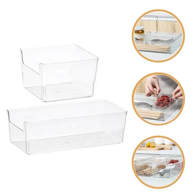  2 Pcs Compartment Storage Box Desktop Organiser Large Capacity Bins - Image 1 of 4