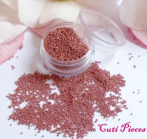 Winzige kleine Rose Kaviar Perlen Metallkugeln Edelstein Topf Runde Hochzeit Nagelkunst Handwerk  - Bild 1 von 4