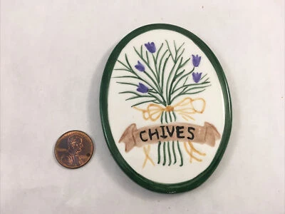 Buckingham Galleries Chives Hand Painted Decorative Tile Herb Kitchen Design  - Image 1 of 4