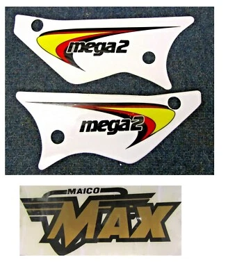Maico 1981 Swoosh MEGA 2 paneles laterales blancos calcomanías pegatinas Foto 1 de 2