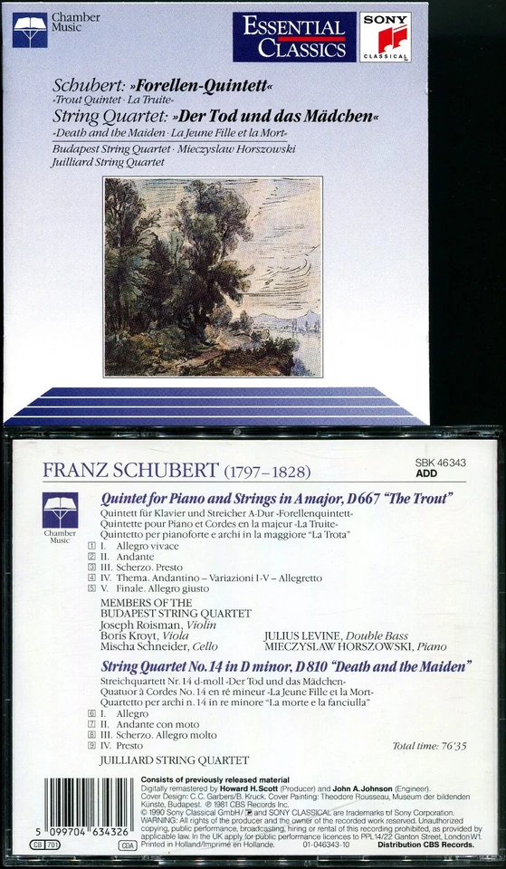 Franz Schubert, Quintet D 667, String Quartet No. 14, Juilliard String Quartet - Bild 1 von 1