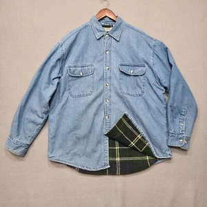 Vintage Cactus Mens Cotton Denim Soft Fleece Lined Shirt Jacket Size Large - Picture 1 of 8