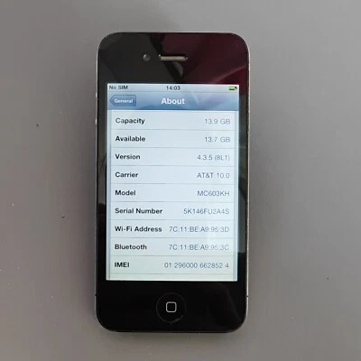 Apple iPhone 4 16GB 512MB RAM 5MP 3.5"  Black   IOS4 - Image 1 of 4