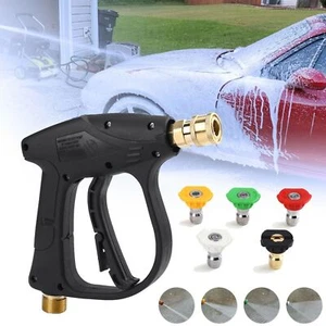 1/4" High Pressure Washer Gun 4000 PSI Car Wash Foam Spray Short Wand w/ Nozzle - Picture 1 of 25