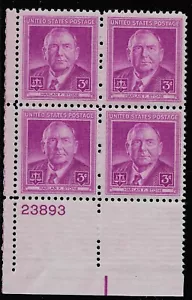 US Scott #965, Plate Block #23893 1948 Harlan Stone 3c FVF MNH Lower Left - Picture 1 of 1