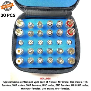 RF Coaxial Universal Connector Adapter Kit TNC SMA BNC UHF Mini-UHF Male Female - Picture 1 of 4