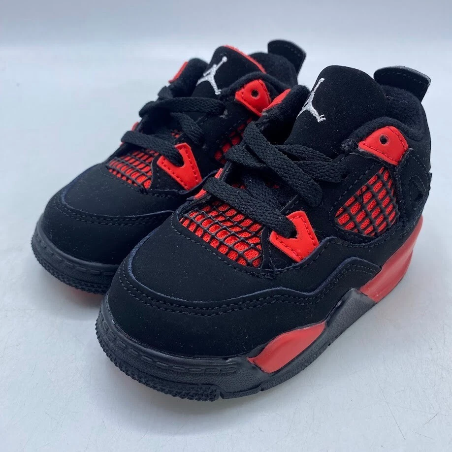 Nike Air Jordan 4 Retro TD Red Thunder Zapatilla BQ7670-016 Niños Talla 6C NUEVA Foto 1 de 1
