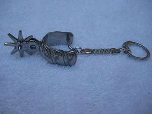 Key Chain -- Western Show Spur, Stainless Steel prod #KC-521A (Pointed tips) - Picture 1 of 2