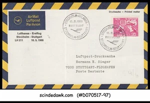 SWEDEN - 1966 LUFTHANSA LH 211 STOCKHOLM to STUTTGART FIRST FLIGHT COVER FFC - Picture 1 of 2