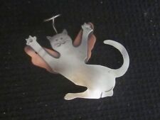 Vintage Signed "Anna" Two Tone Silver & Copper Cat Brooch